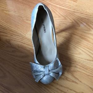 Silver glitter heels